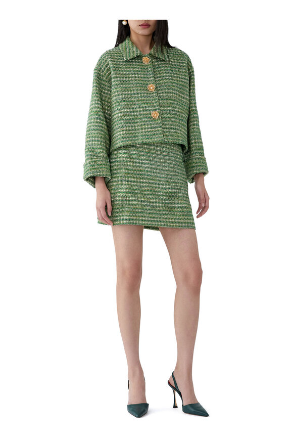 Carolina Herrera Green Multicolor Tweed Mini Skirt - view 2