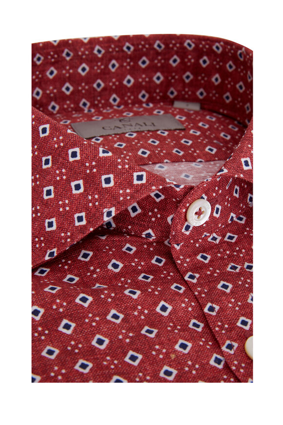 Canali - Red Diamond Linen Blend Sport Shirt