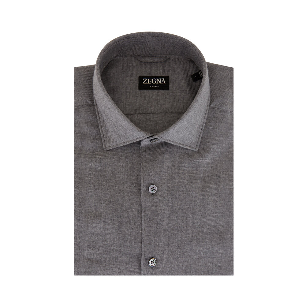 maison mill OPEN COLLAR SHIRTS グレーチェック YOKE PIXEL LOW PLAID OPEN COLLAR SHIRT [CHARCOAL] - Fresh