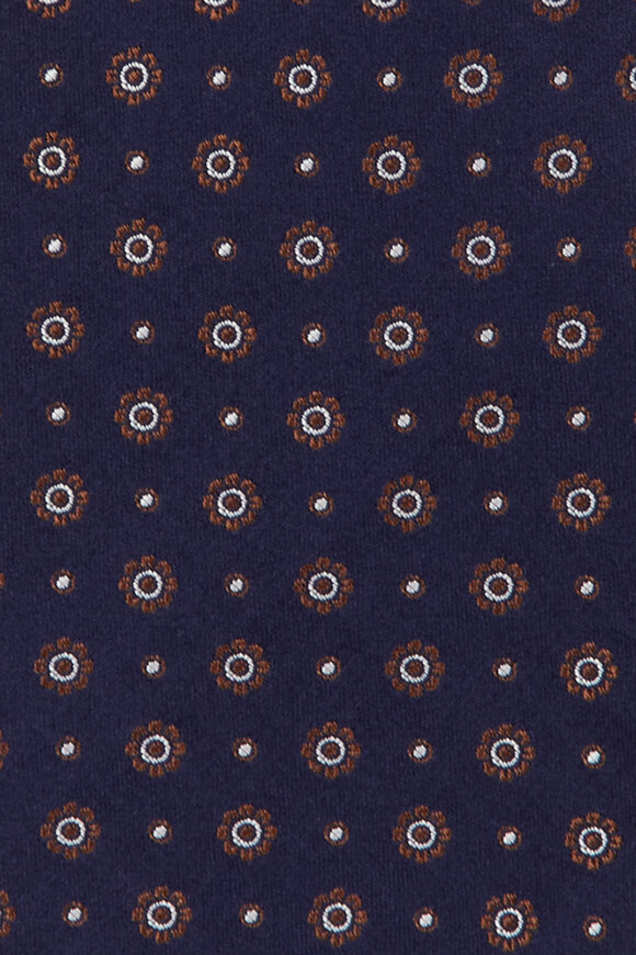 Kiton Navy Blue Micro Floral Necktie - view 2