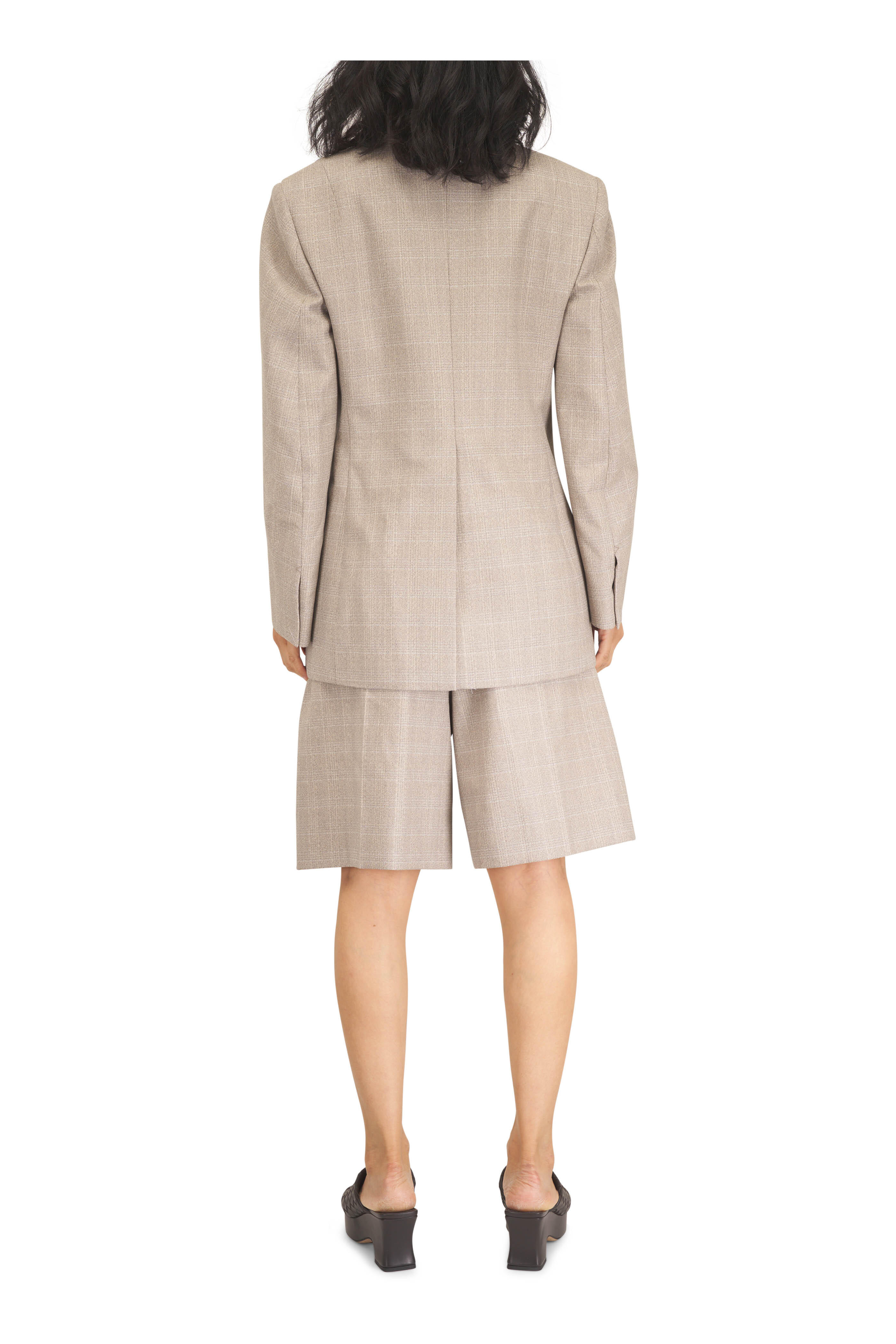 Bottega Veneta - Silt Faded Prince of Wales Wool Shorts - view 3