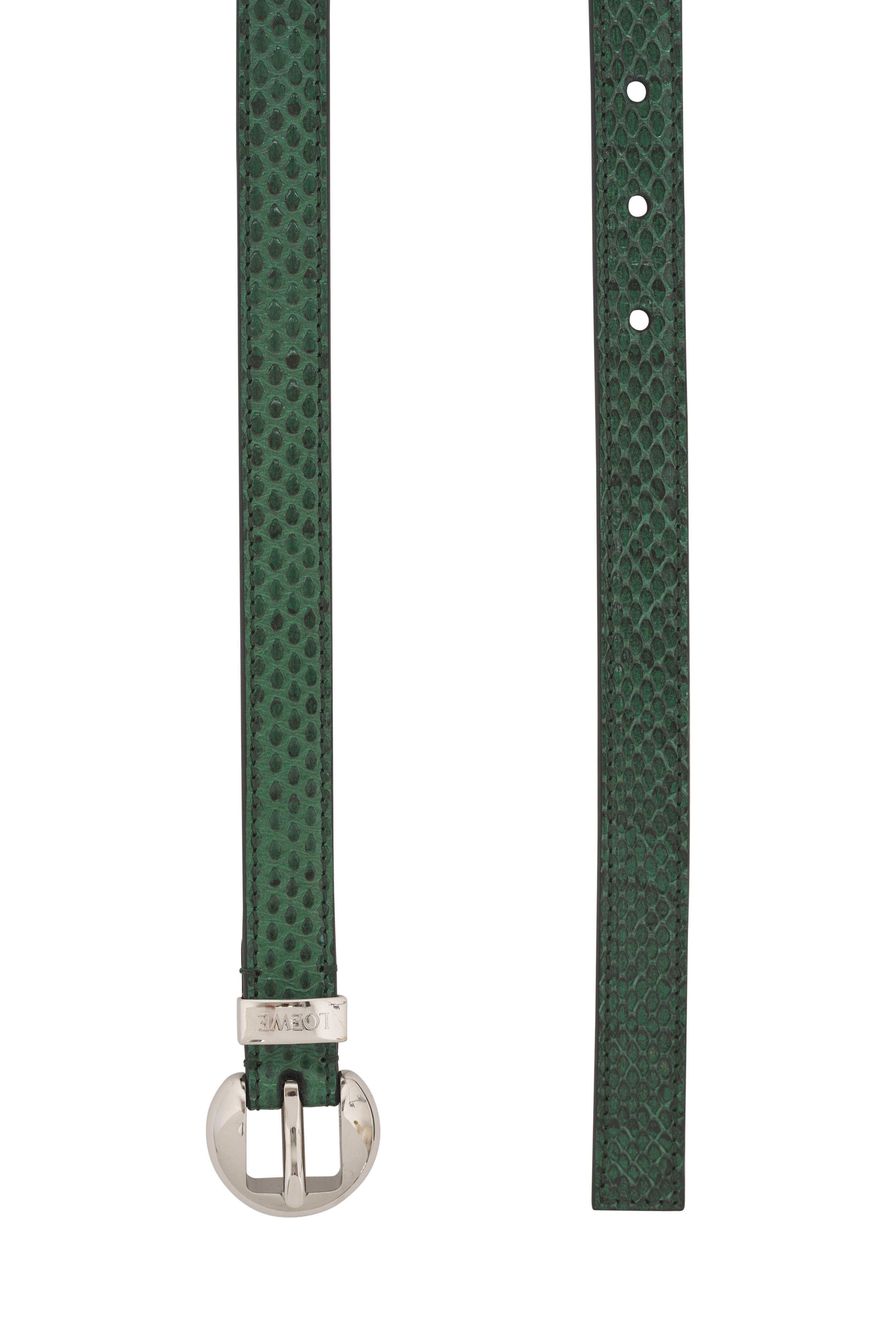 Loewe - Green Snake Leather Pebble Belt | Mitchell Stores