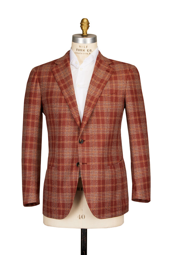 Cesare Attolini Rust Cashmere Plaid Sportcoat - view 2