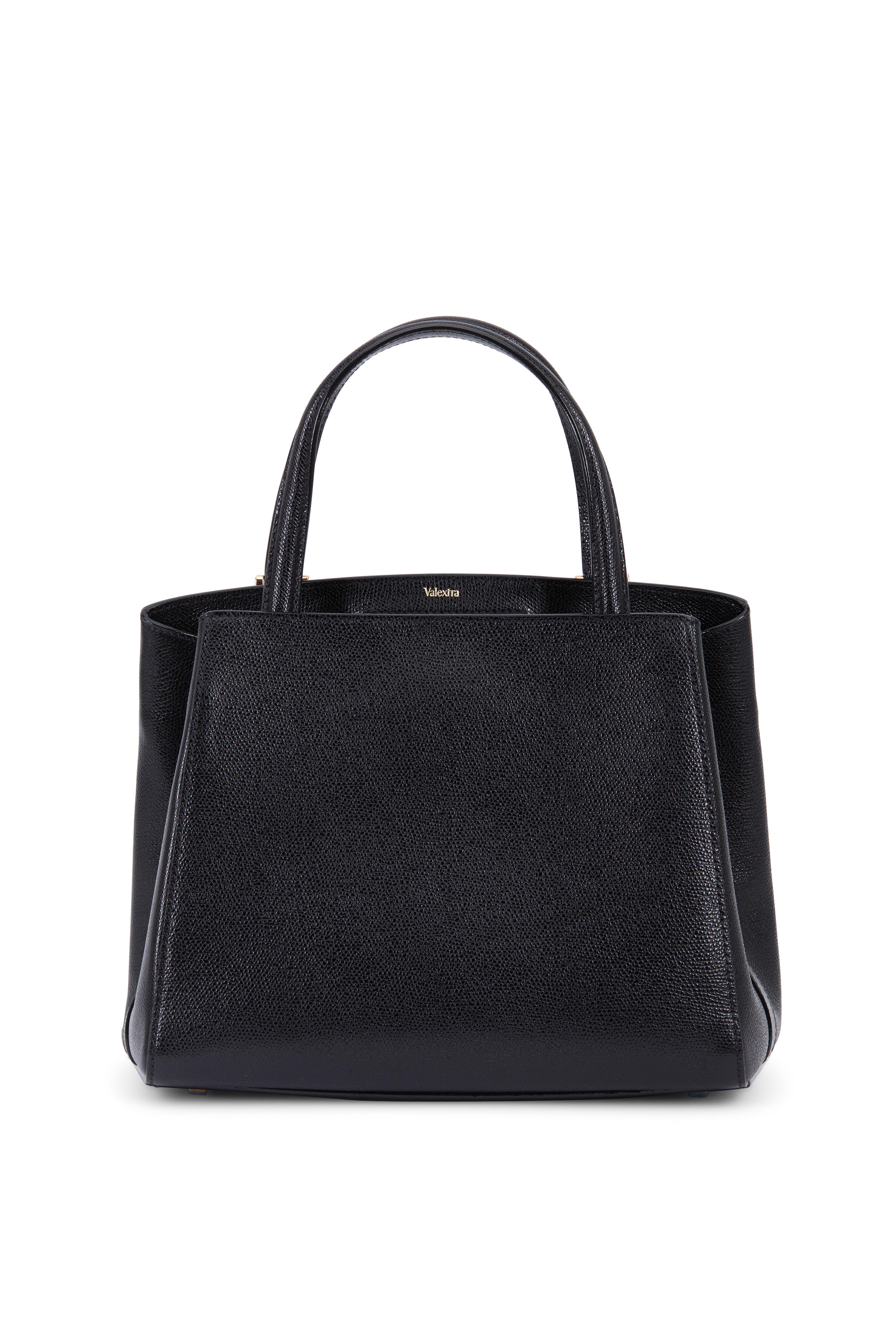 Valextra - Triennale Black Leather Small Tote | Mitchell Stores