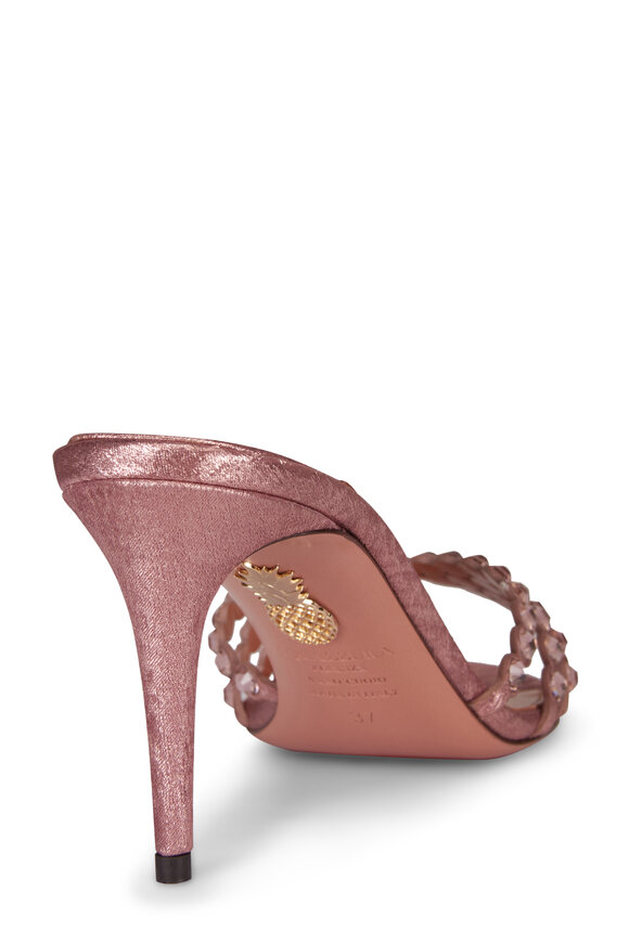 Aquazzura Satin Glow Dusty Rose Mule, 75mm - view 3