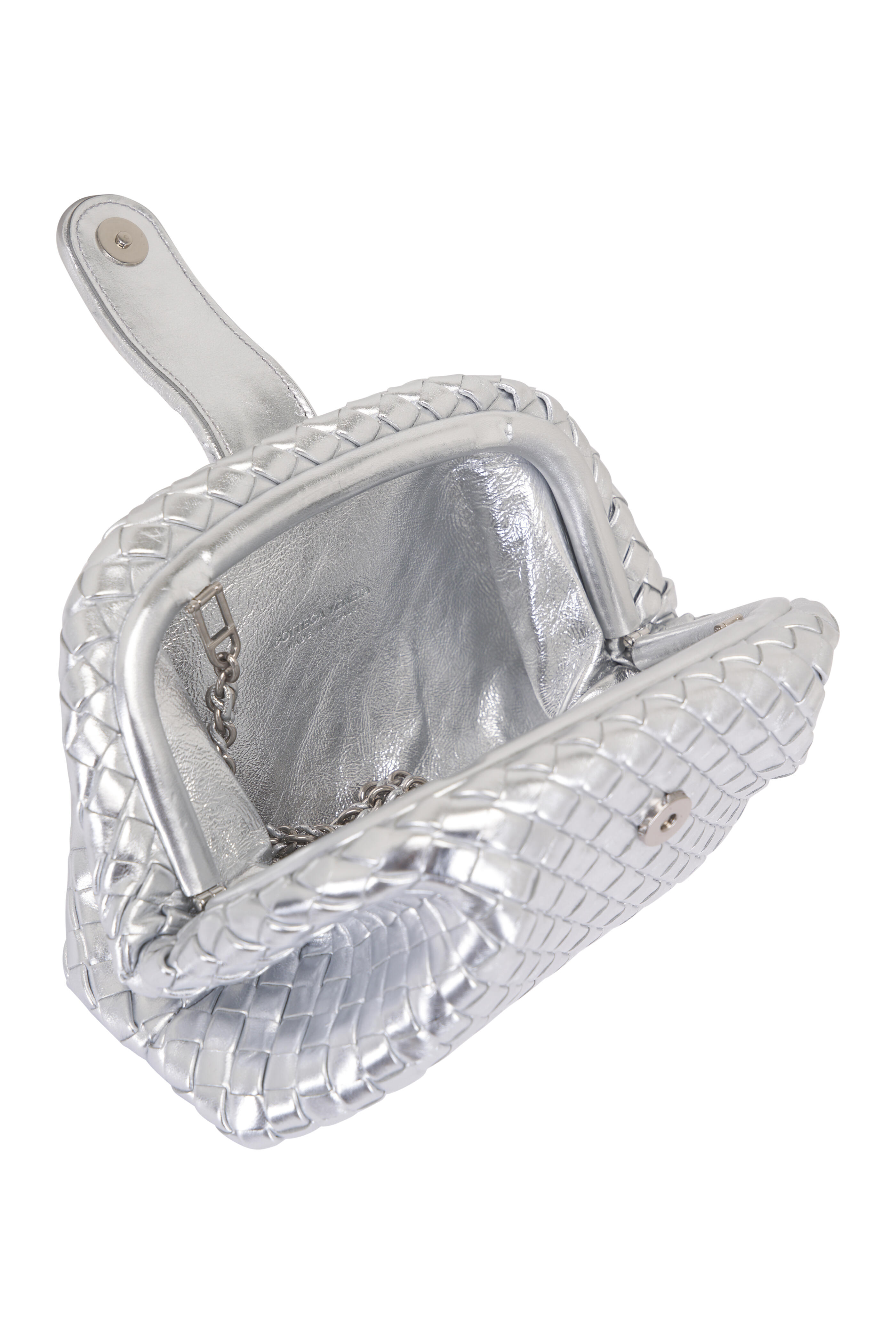 BOTTEGA VENETA SILVER 925 レザー 97,000円 Bottega Veneta - Knot Silver Confetti Woven Leather Clutch