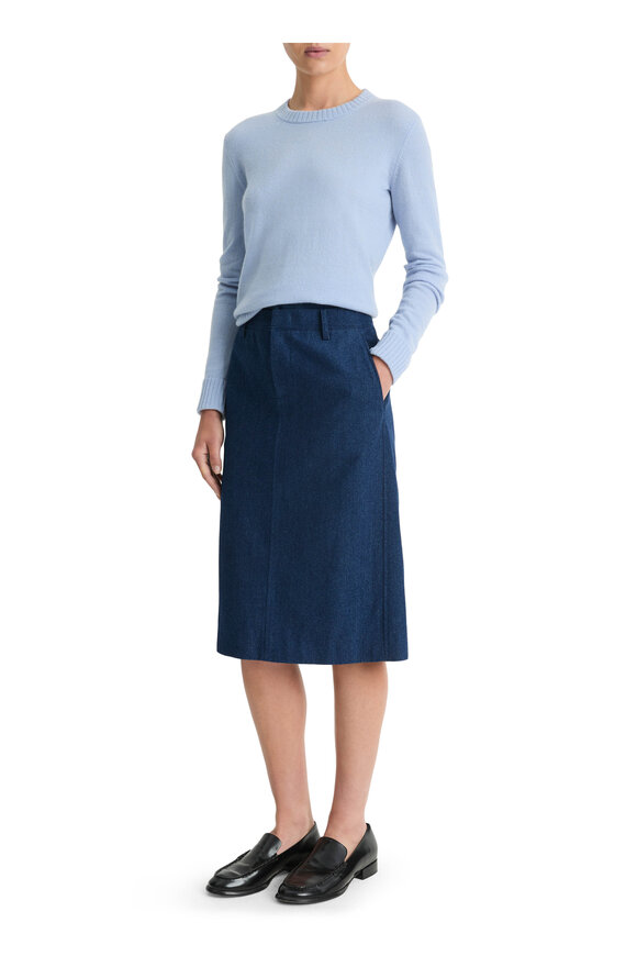 Vince -  Indigo Italian Cotton Pencil Skirt