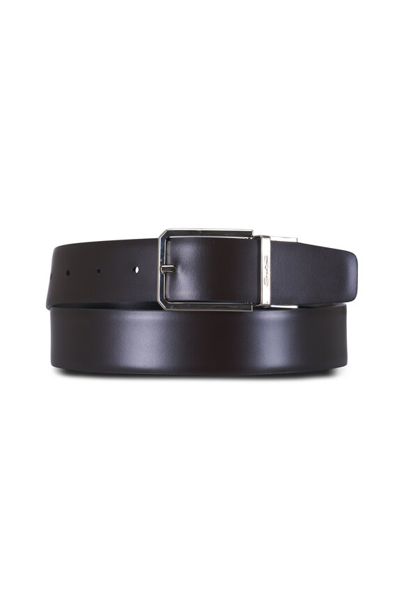 Santoni - Black & Dark Brown Leather Reversible Belt