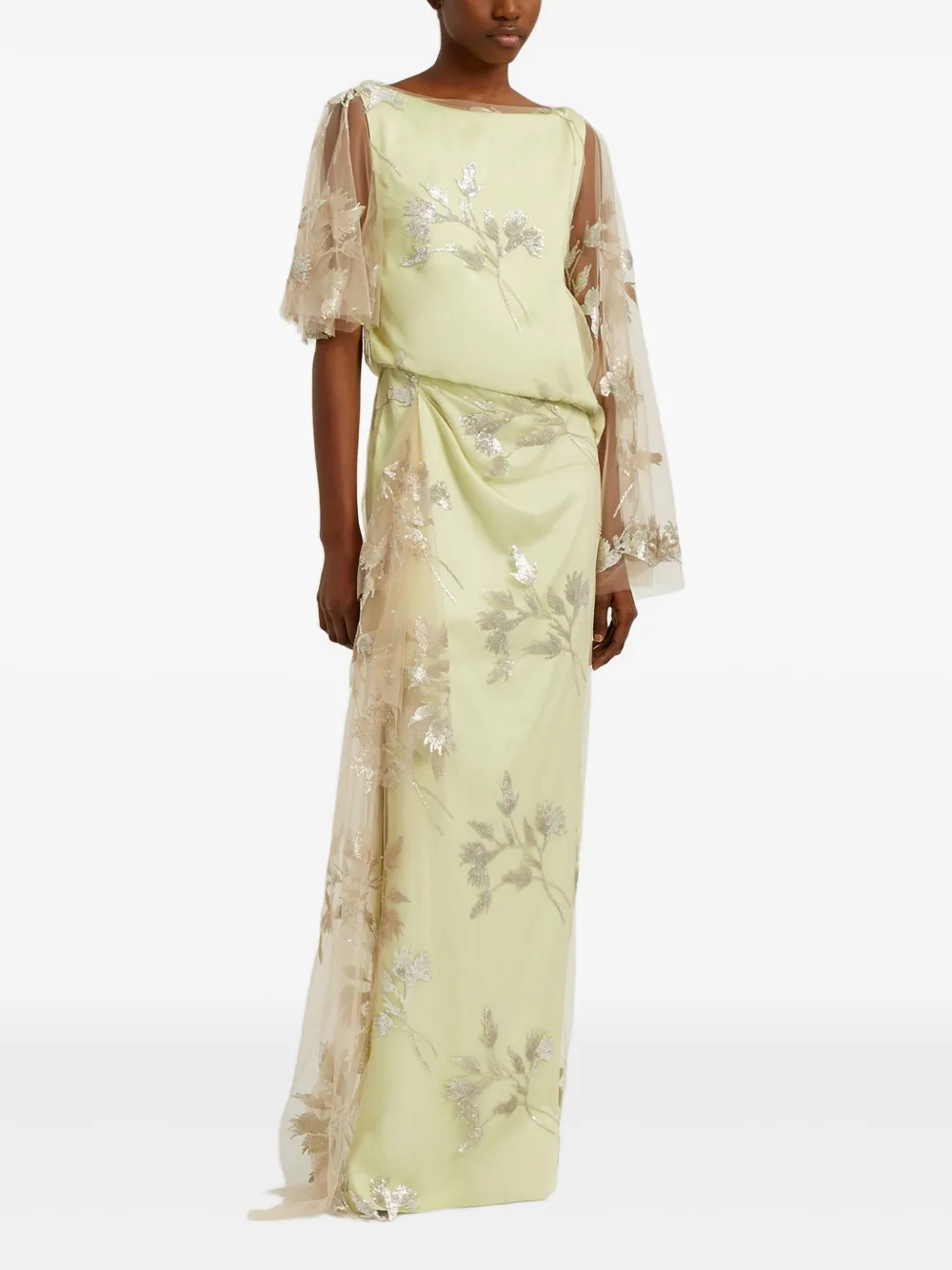 Erdem - Pistachio Short Sleeve Drape Gown