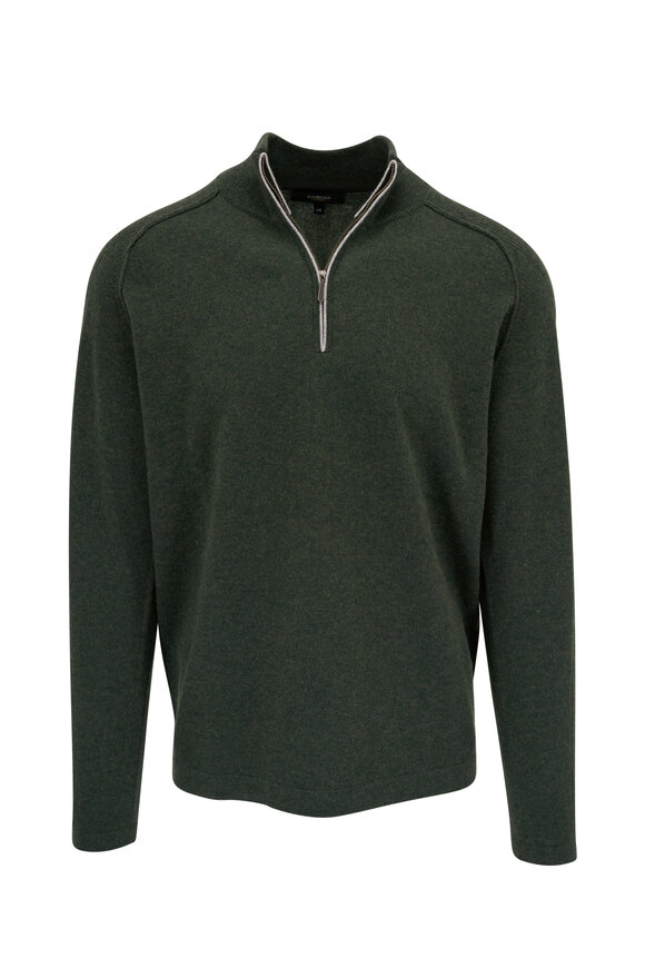 Kinross - Cypress Green Cashmere Quarter Zip Pullover