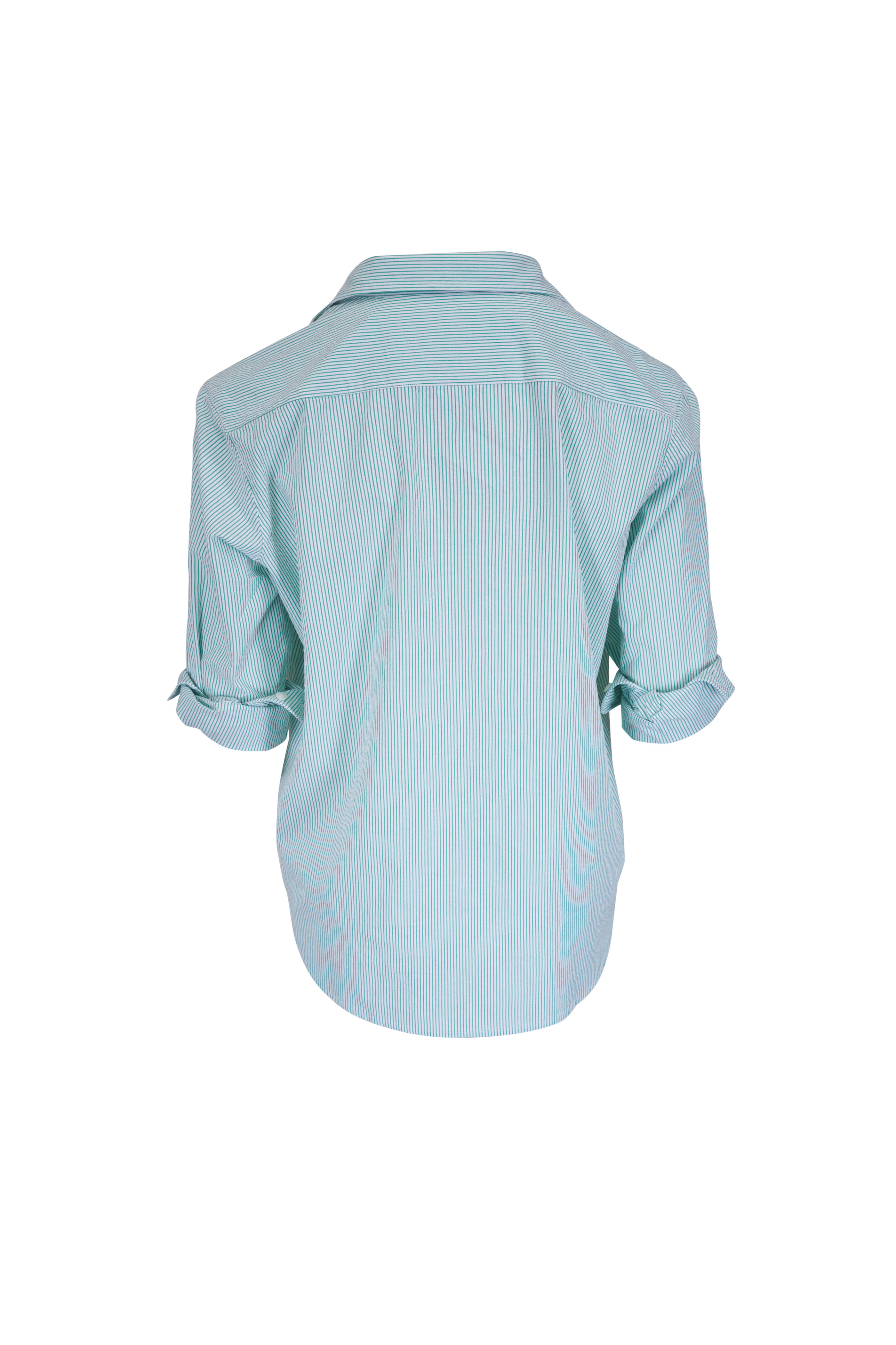 Frank & Eileen - Eileen Green Stripe Button Up Blouse