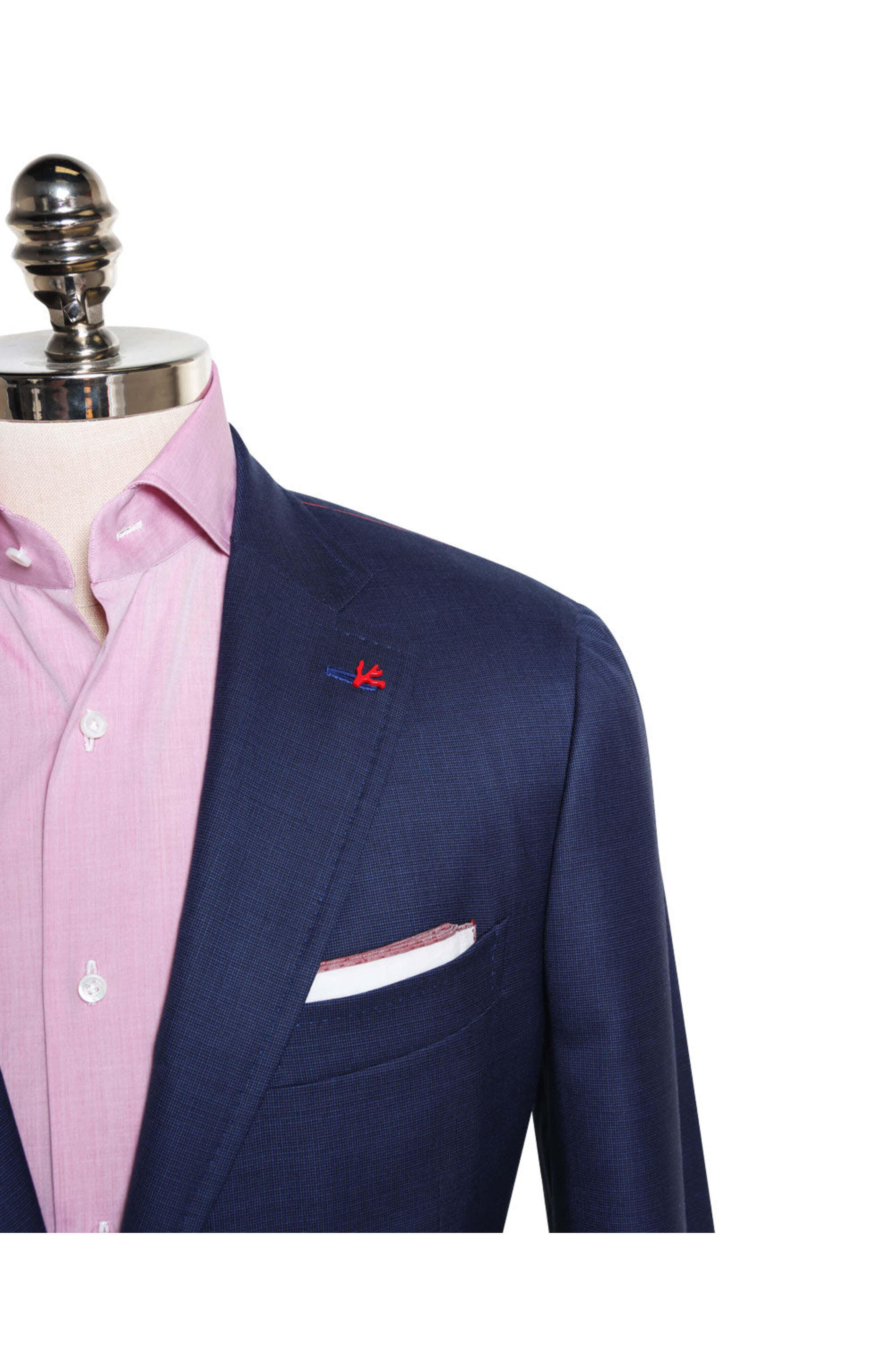 Isaia - Navy Blue Wool Microchecked Suit