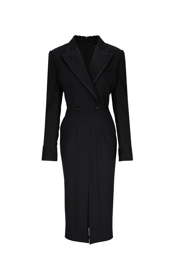 Dolce & Gabbana - Black Stretch Wool Midi Coat Dress 