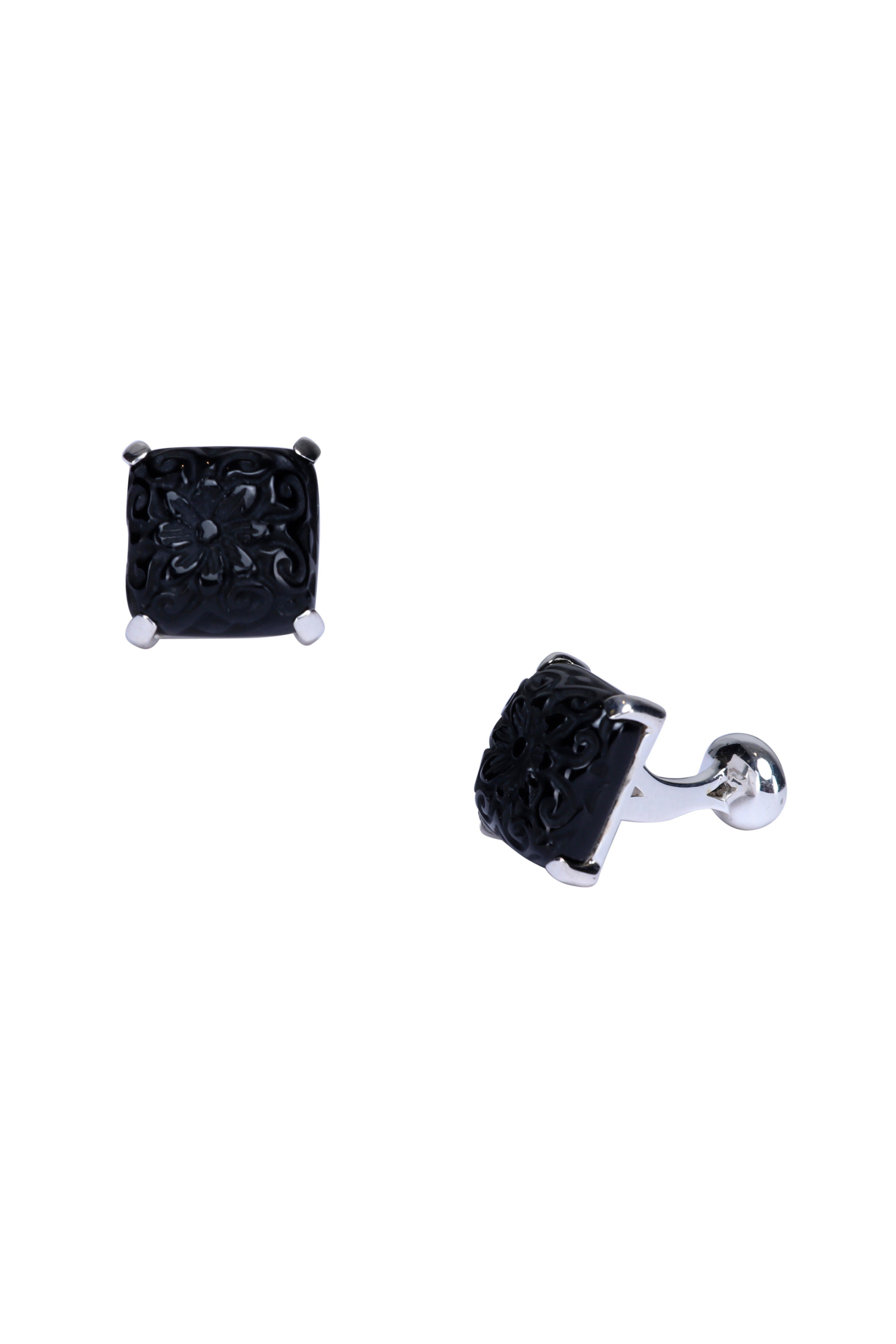 Spivey - Carved Onyx Black Lotus Cufflinks