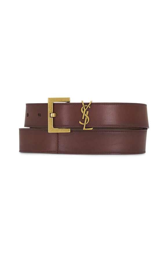 Saint Laurent Brown Thin Leather Belt, 20mm