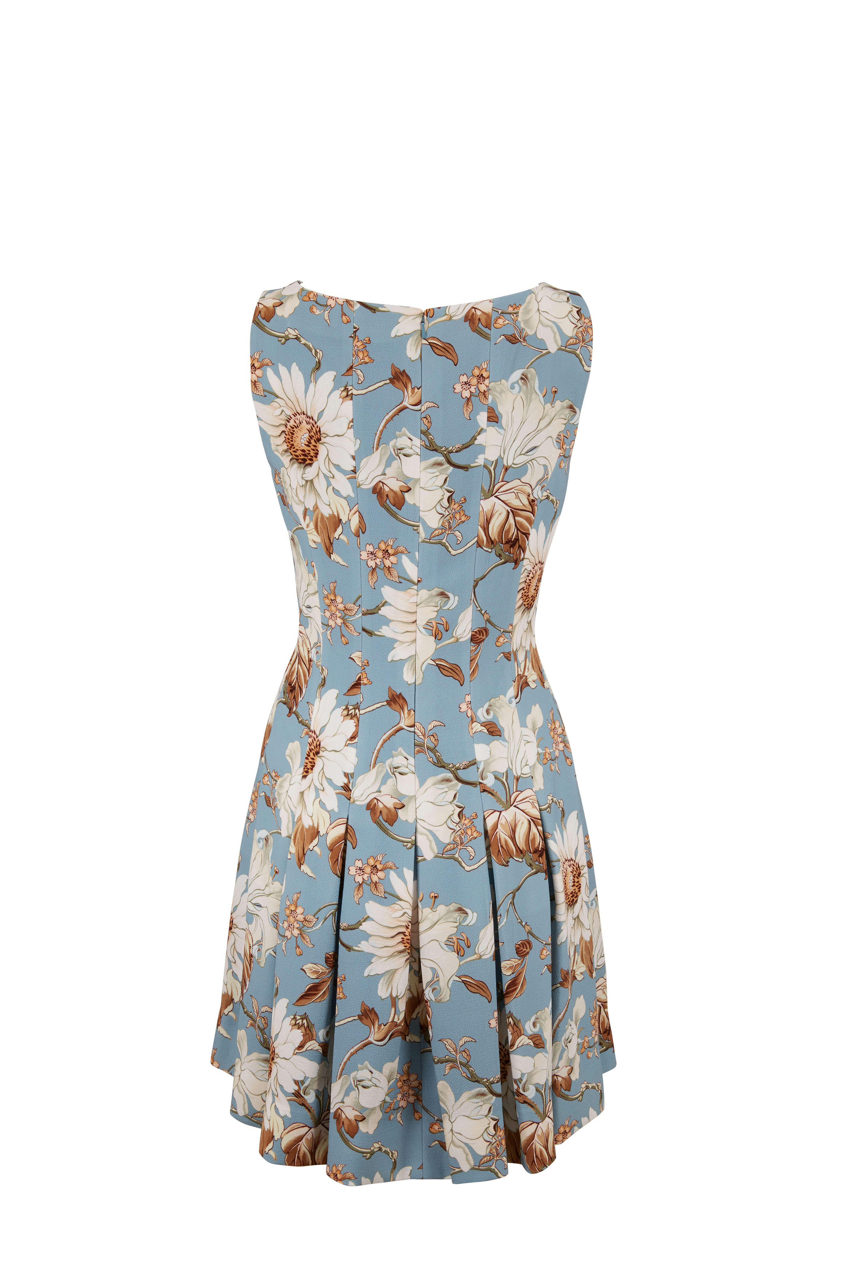 Oscar de la Renta - French Blue Floral Sleeveless Day Dress