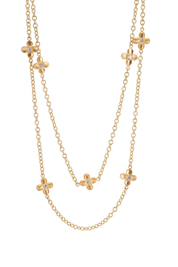 Caroline Ellen - 20K Gold Handmade Flower Station Chain Necklace