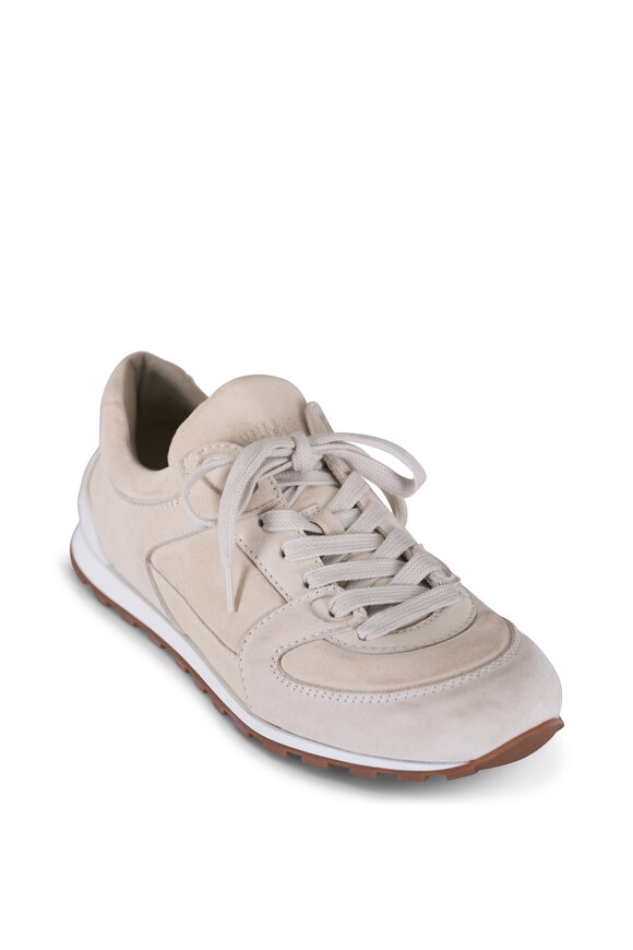 Brunello Cucinelli Ivory Suede Micro Sole Sneaker