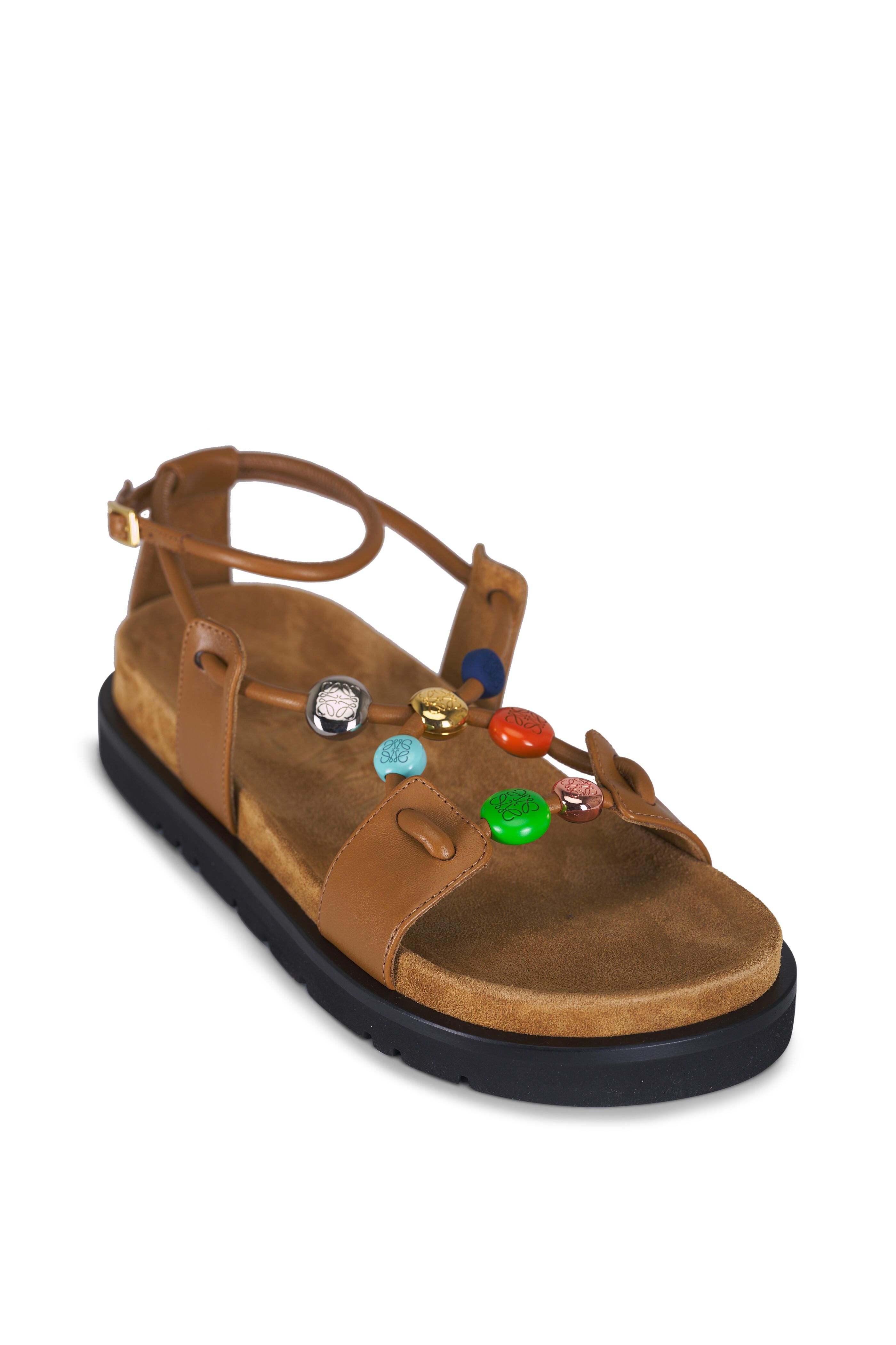 Loewe - Pebble Beaded Camel Leather Sandal