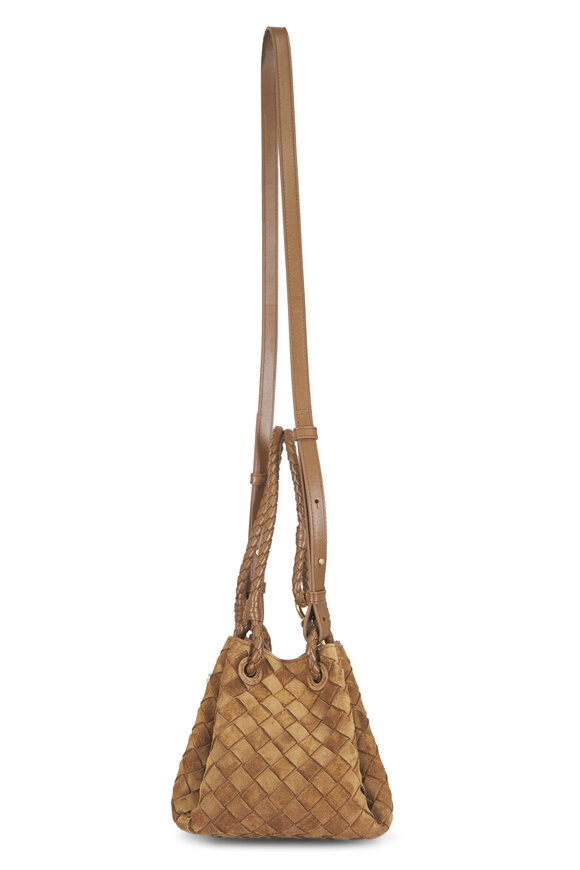 Bottega Veneta Small Parachute Dark Caramel Intrecciato Suede Bag - view 6