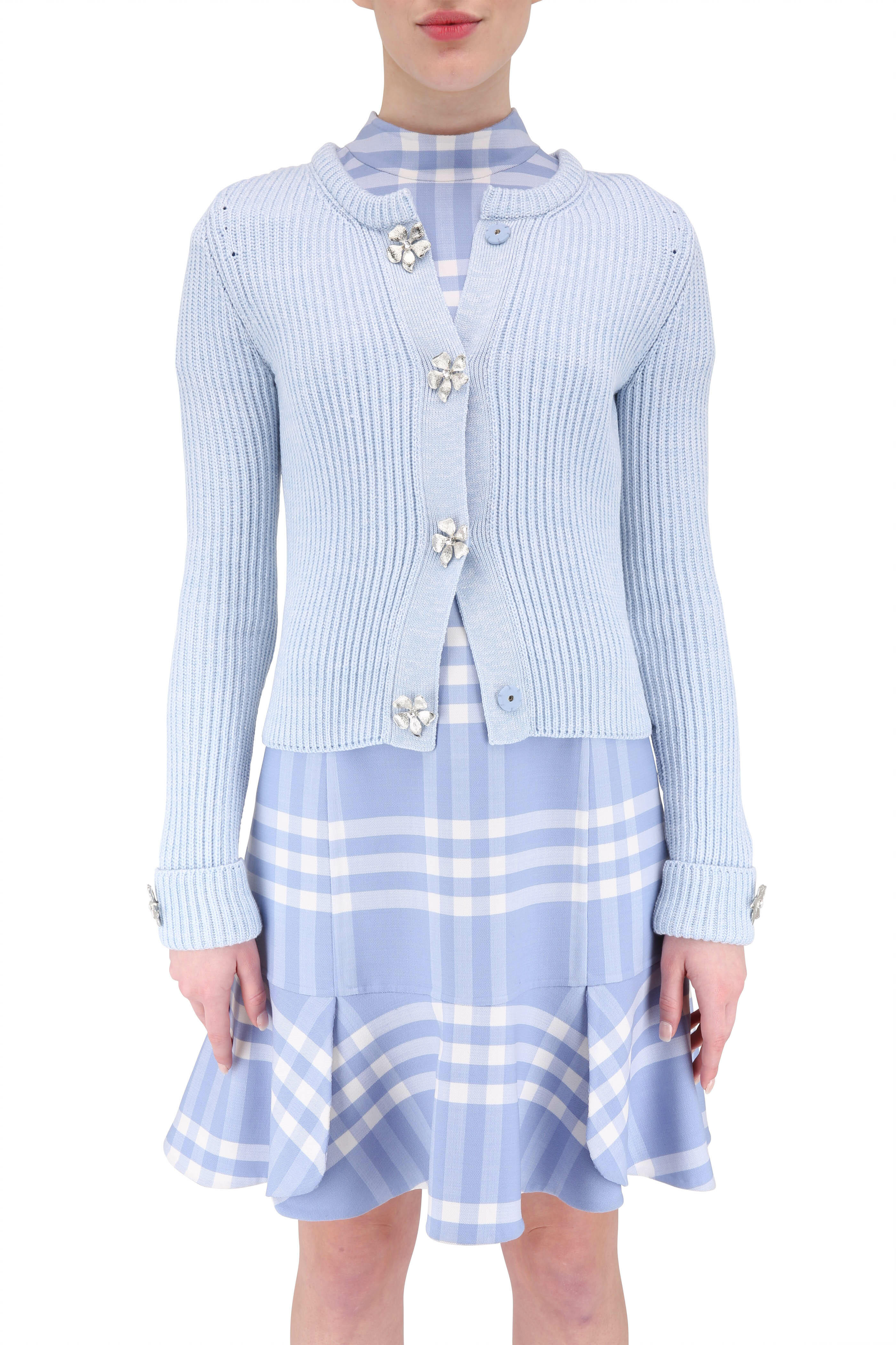 Oscar de la shops renta blue knit Sweater