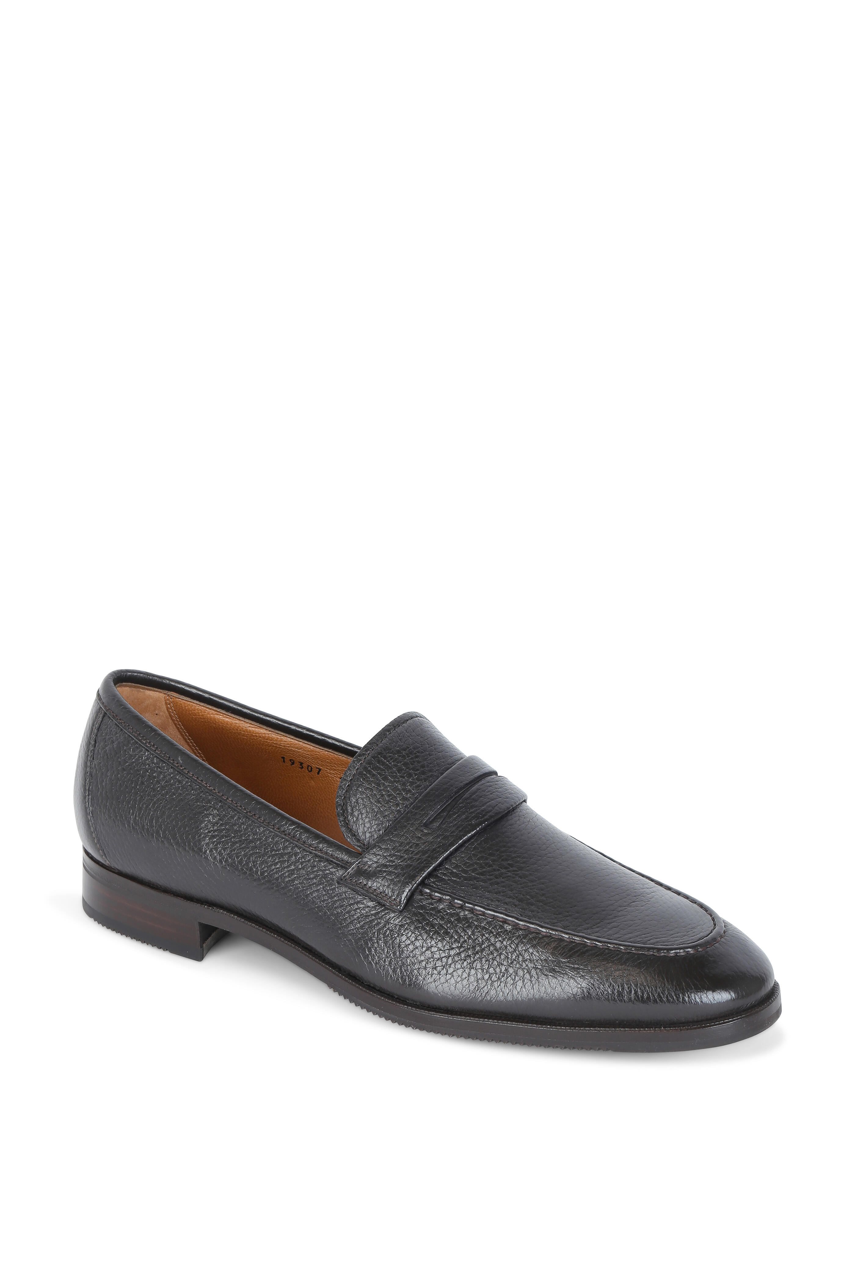 Gravati - Dark Brown Grained Leather Penny Loafer