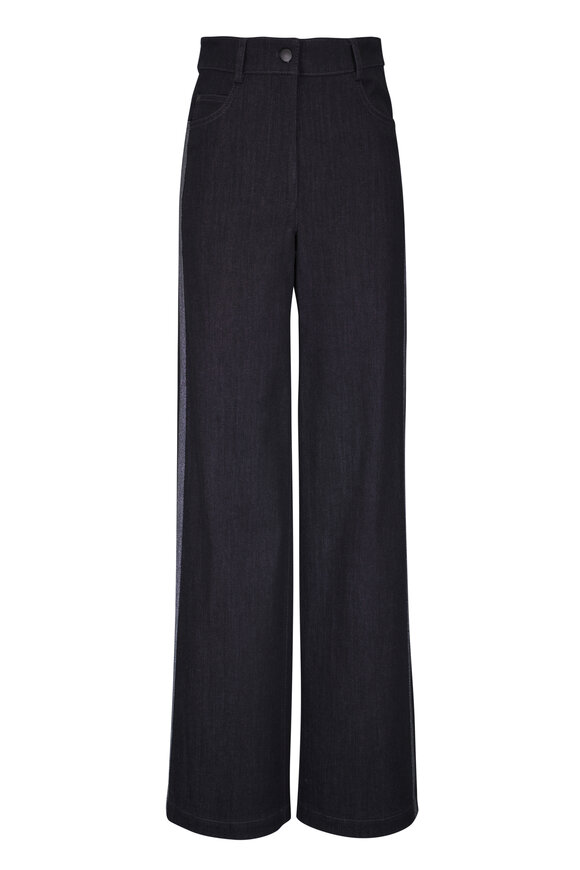 Akris Punto Cooper Steel Wide Leg Five Pocket Jean