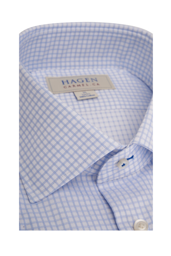 Hagen Shirts - Sky Blue Graph Check Cotton Dress Shirt