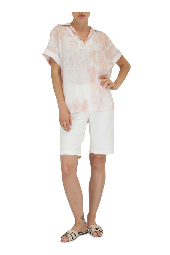 Lafayette 148 New York - Bluff Pink Shadow Print Linen Popover Shirt