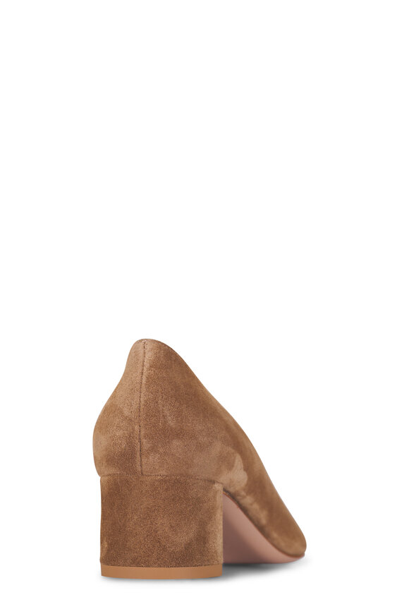 Gianvito Rossi - Piper Camel Suede Block Heel Pump, 45mm