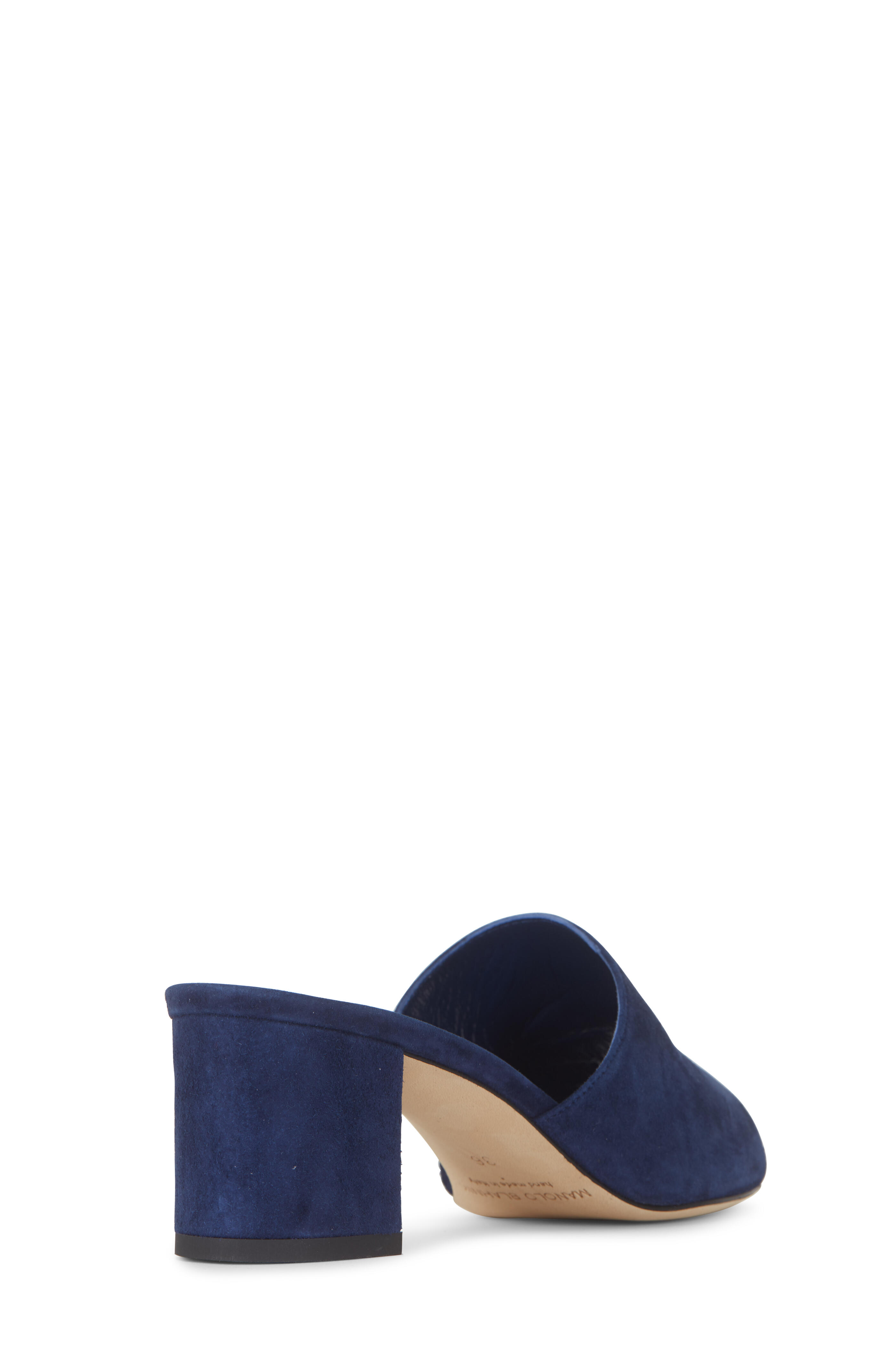 Manolo Blahnik - Rapallato Navy Blue Suede Slide Sandal, 50mm