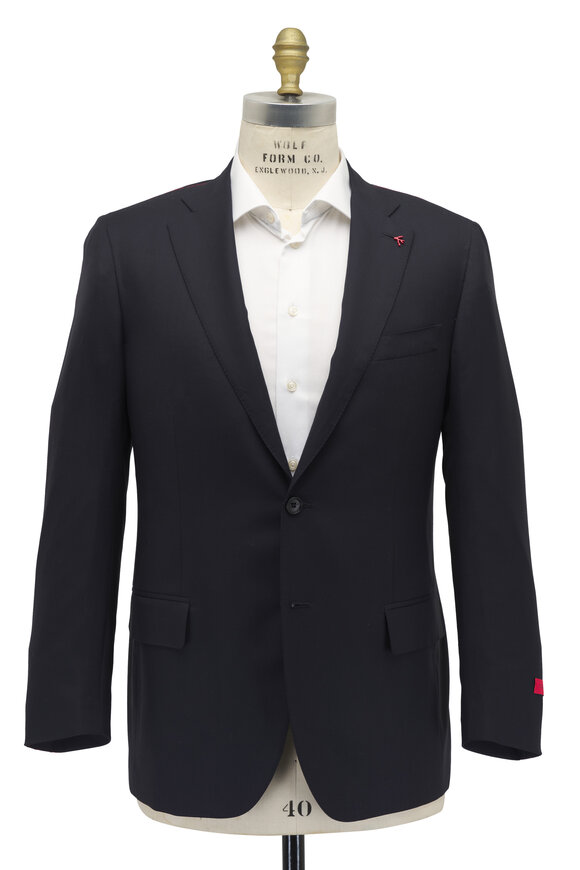 Isaia - Spider 160s Navy Solid Aqua Sportcoat