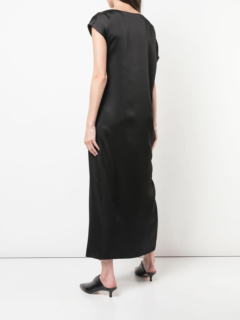 Rosetta Getty - Black Satin Assymetric Caftan Dress