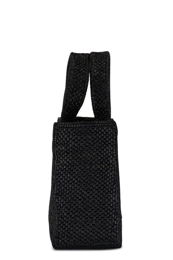 Loewe - Small Loewe Font Black Raffia Tote