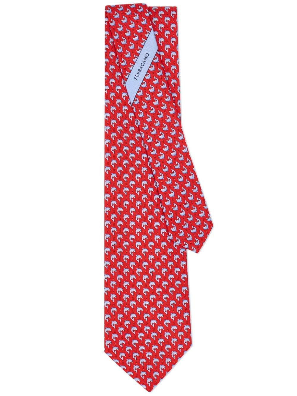 SALVATORE FERRAGAMO Red Silk Men's newest Tie