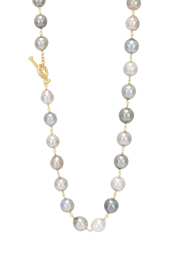 Caroline Ellen 20k Yellow Gold Mixed Tahitian Wrap Necklace