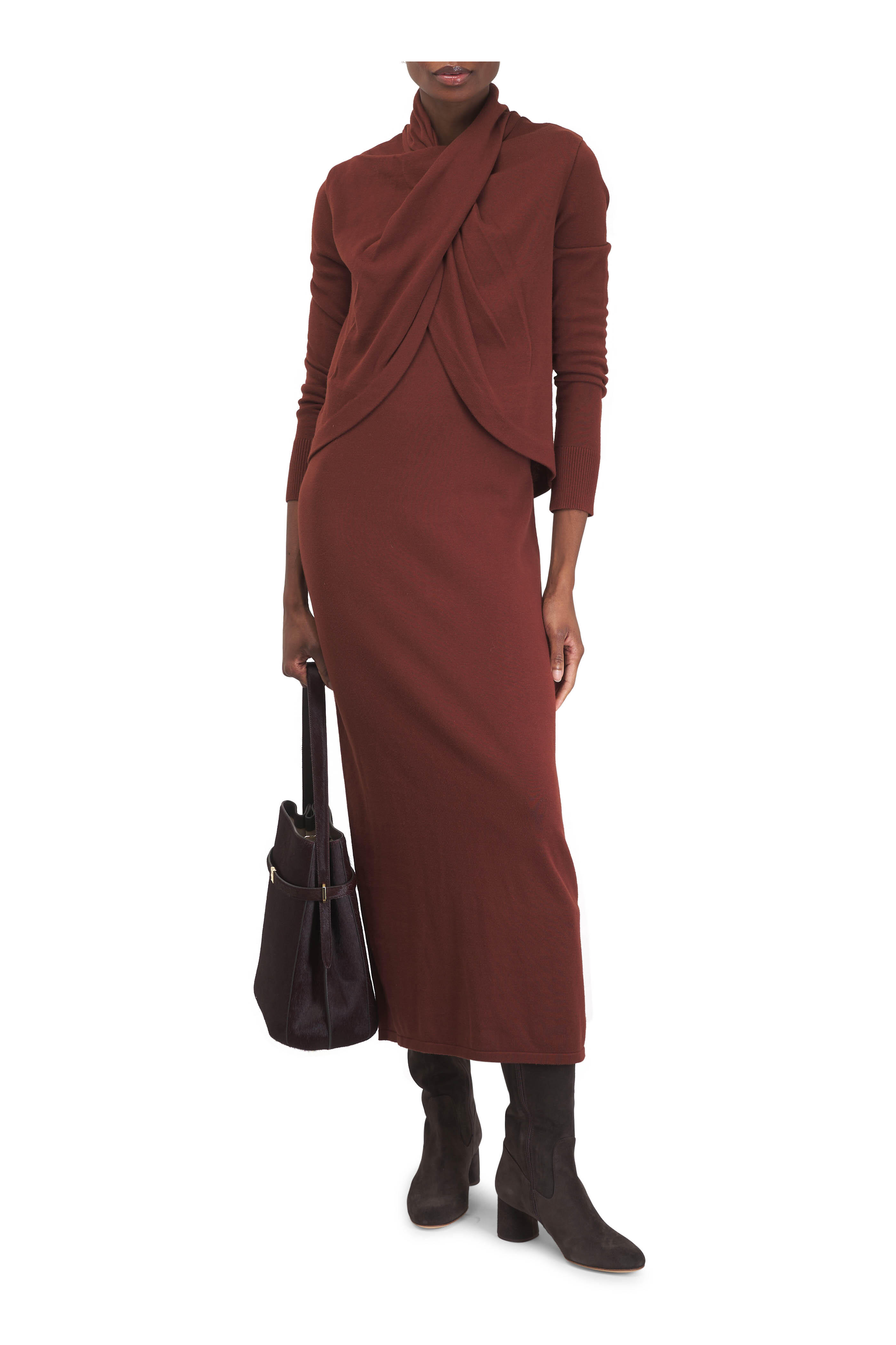Johanna Ortiz - Celestial Silence Chocolate Knit Cotton Dress