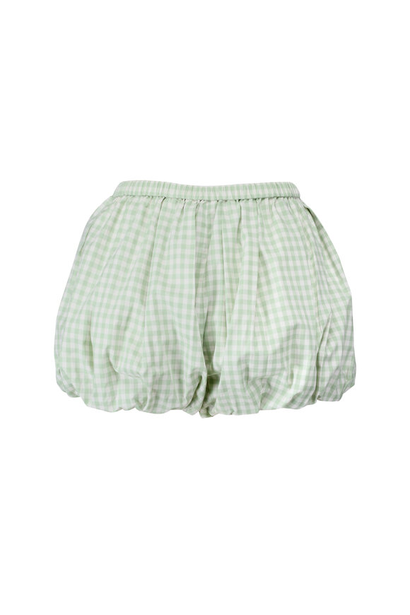 Simkhai Apple Green Gingham Bubble Shorts - view 2