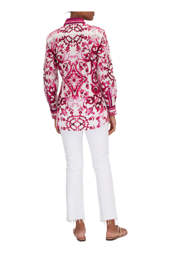 Dolce & Gabbana - Pink & White Maiolica Print Blouse 