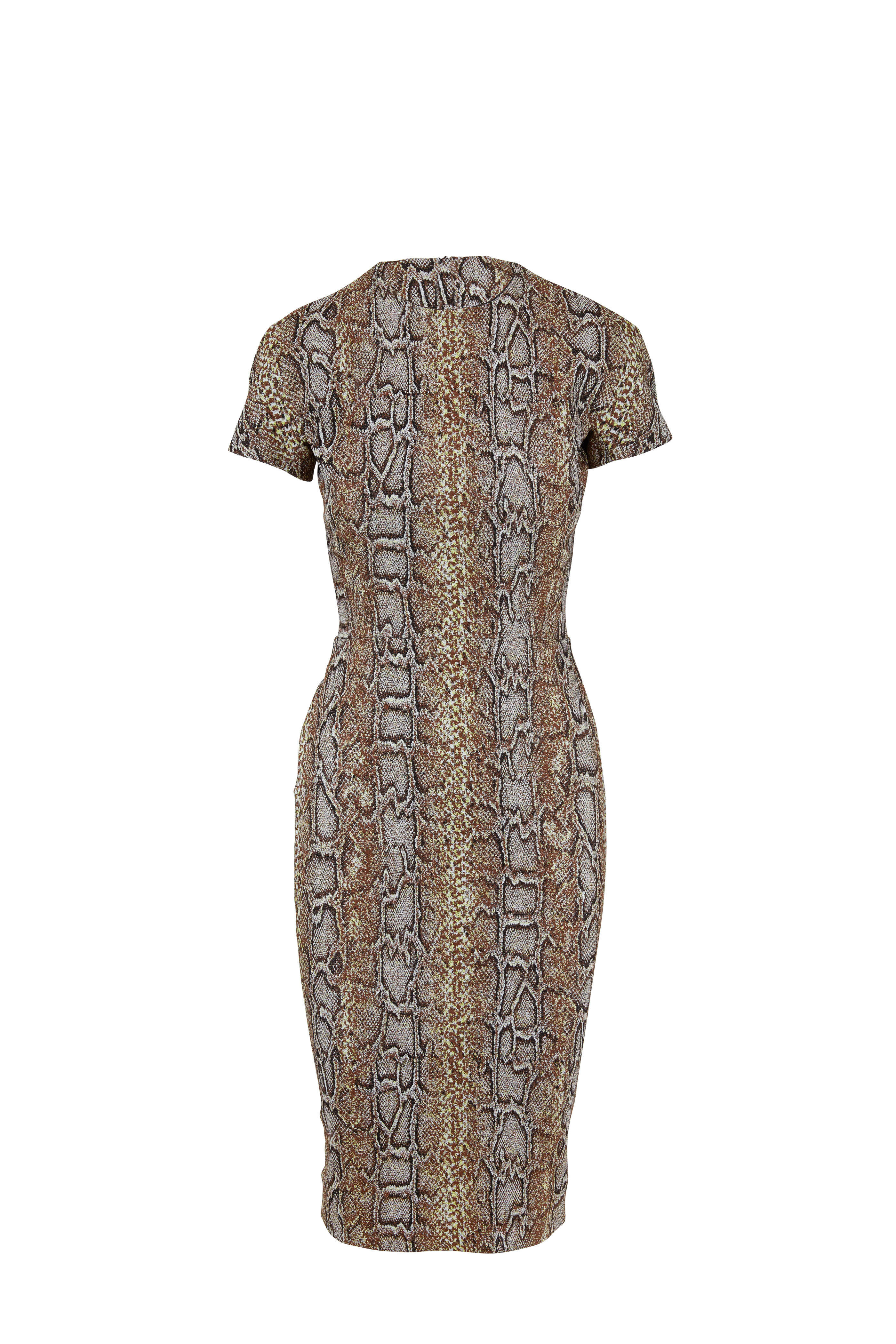 Victoria Beckham:: キャディ ミディ ワンピース:UK12[RESALE] Victoria Beckham - Khaki Snake Jacquard Short Sleeve T-Shirt