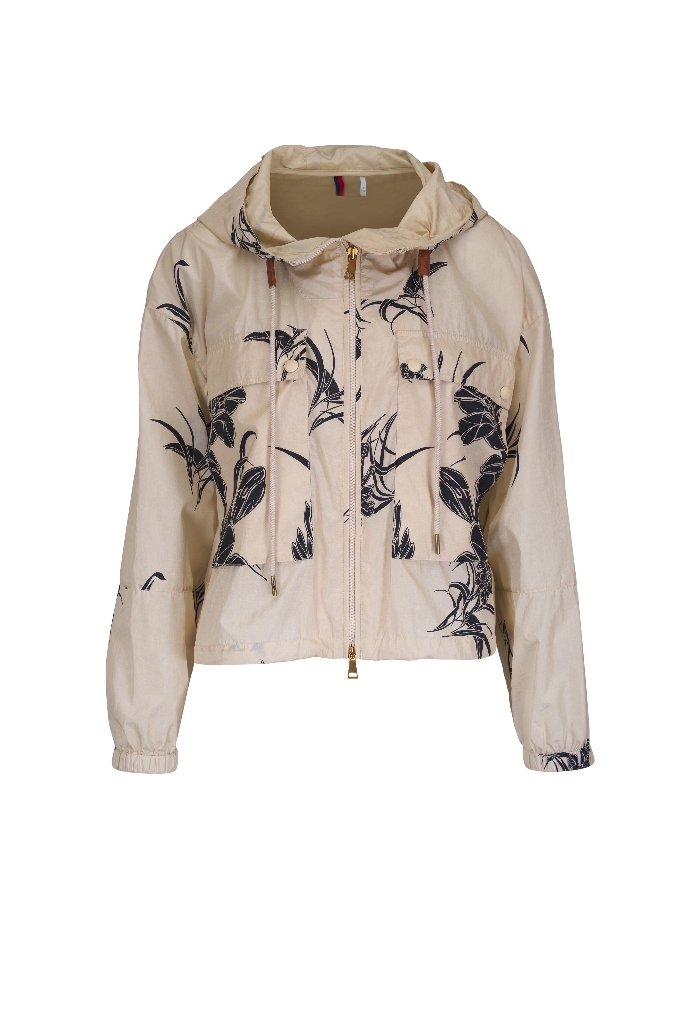 Moncler - Sauvan Beige & Black Floral Short Parka Moncler - Sauvan Beige & Black Floral Short Parka