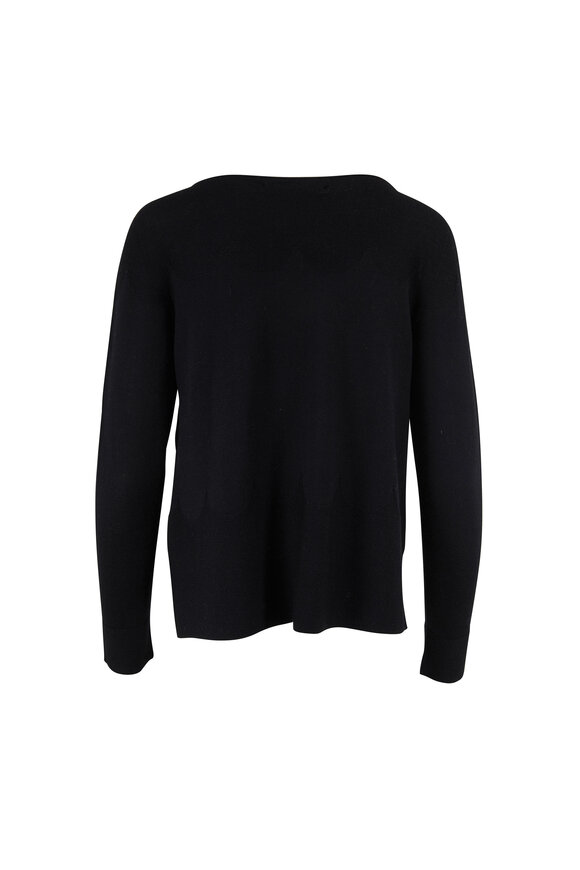 D.Exterior - Black Extrafine Wool Scallop Knit T-Shirt