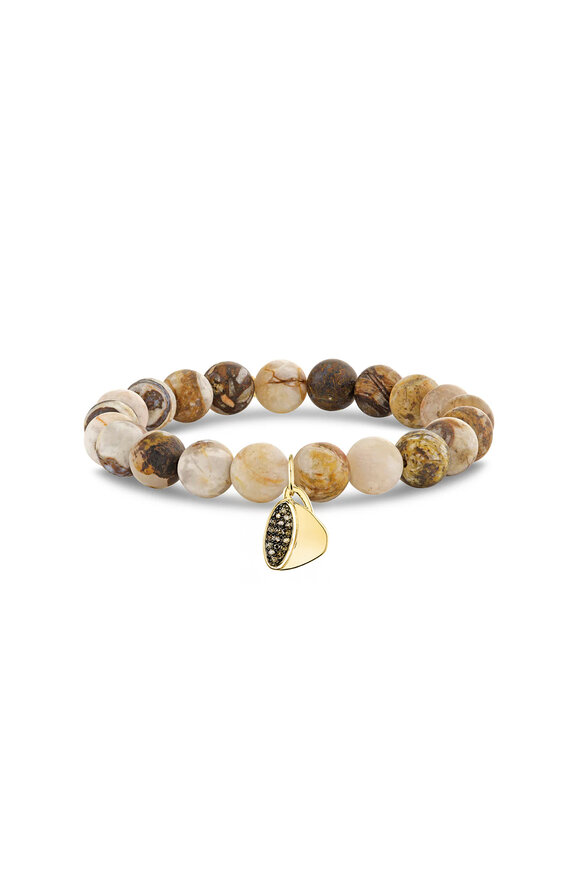 Sydney Evan 14k Yellow Gold Coffee Charm Beaded Bracelet - view 1