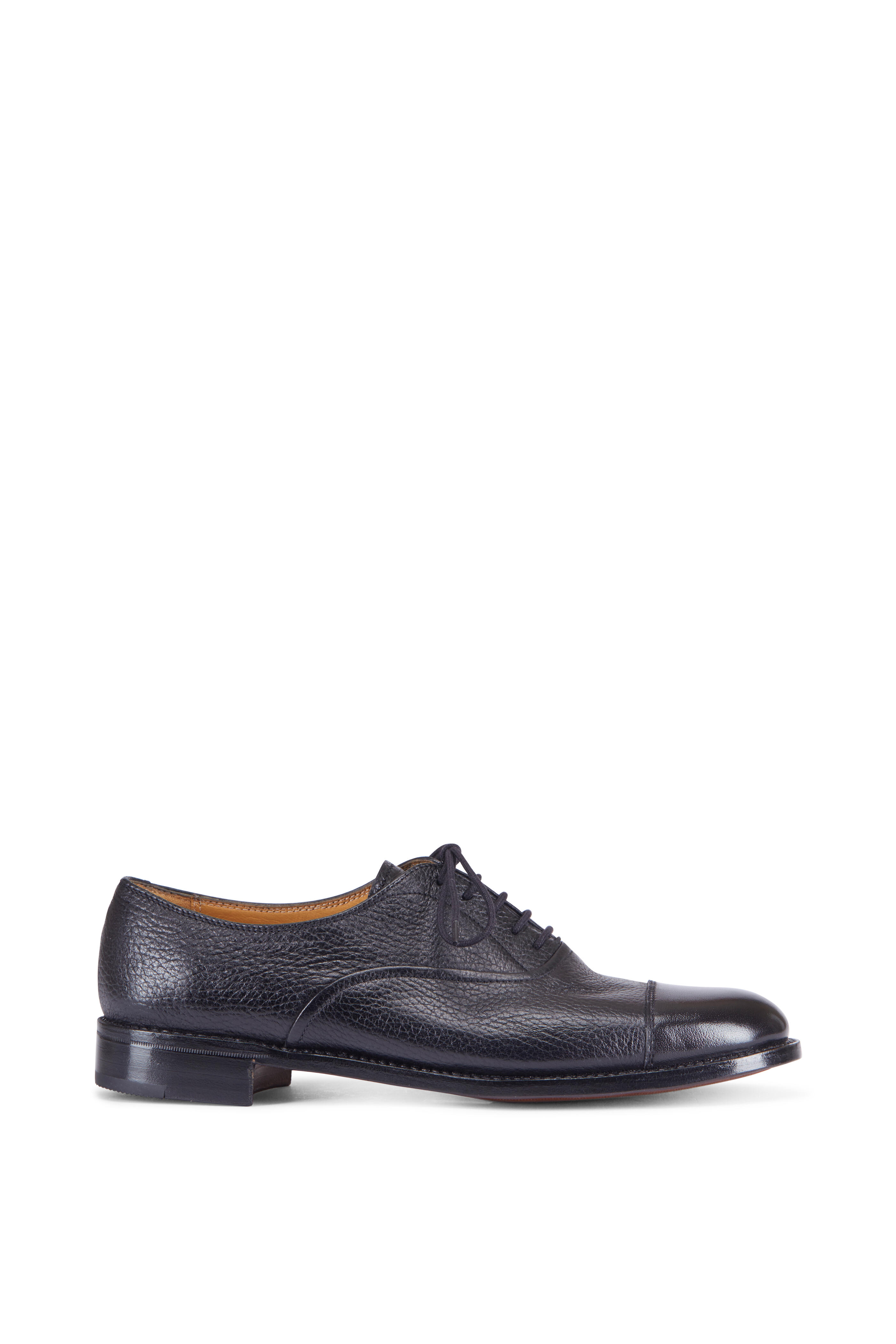 Gravati - Black Leather Burnish Captoe Shoe | Mitchell Stores