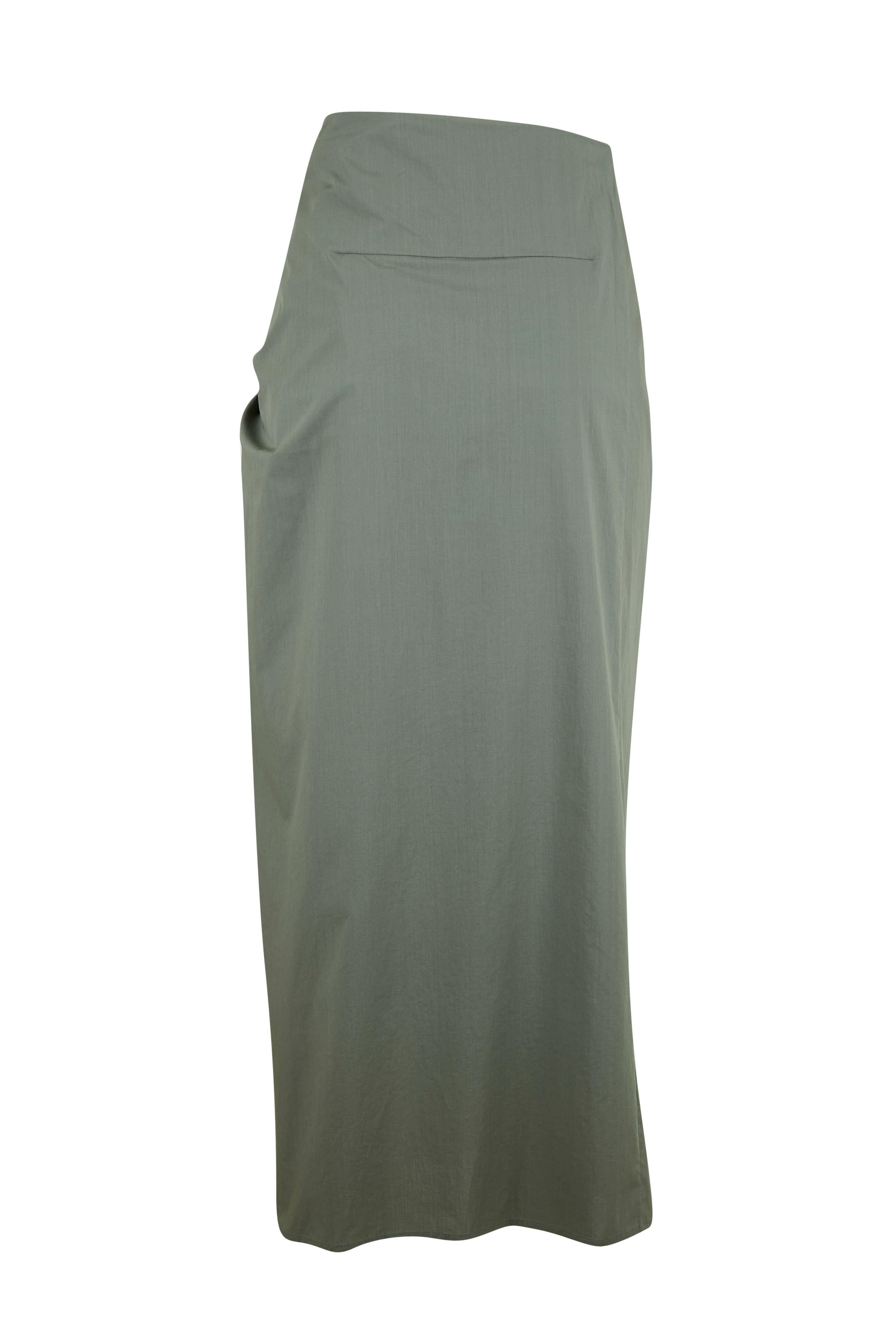 Brunello Cucinelli - Forest Green Poplin Wrap Midi Skirt