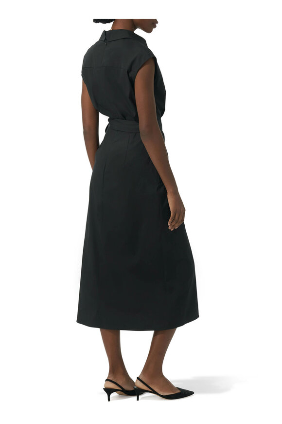 Carolina Herrera - Black Drape Skirt Cotton Shirt Dress 