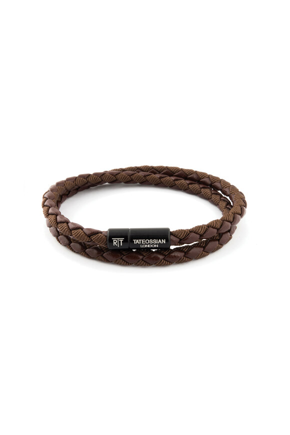 Tateossian Chelsea Brown Leather Wrap Bracelet