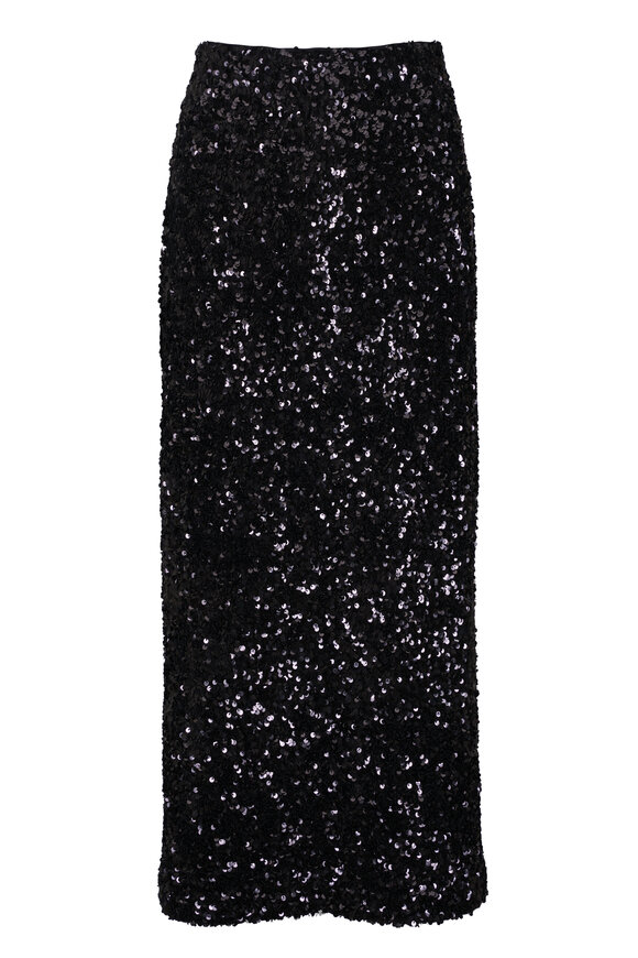 Vince Black Sequin Velvet Column Skirt