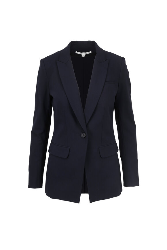 Veronica Beard Navy Blue Stretch Wool Classic Blazer