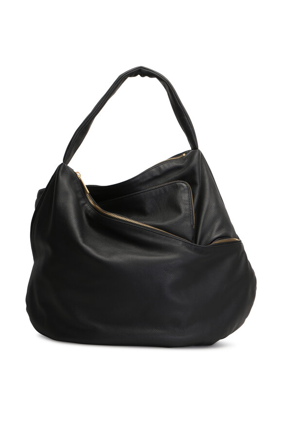 Lupo - Metropolis Black Leather Hobo Bag 